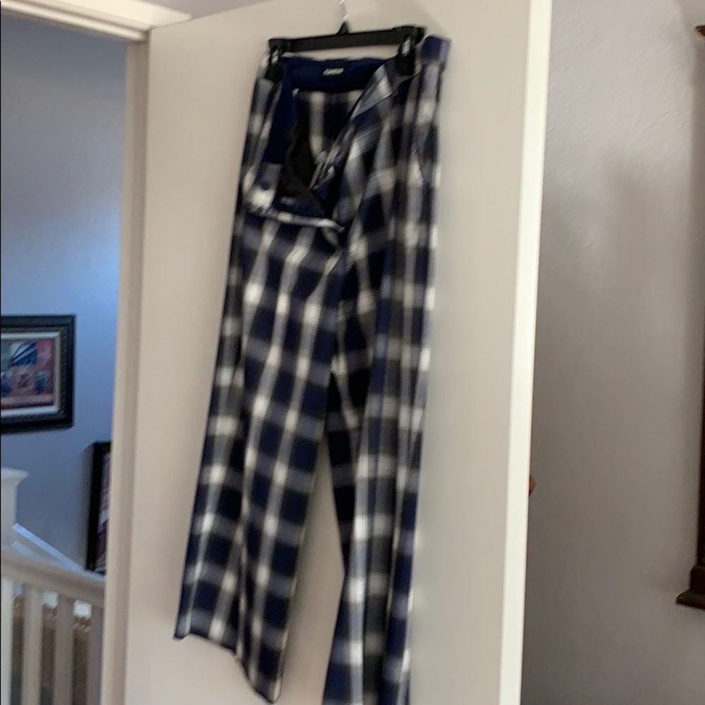 Blue plaid short capris